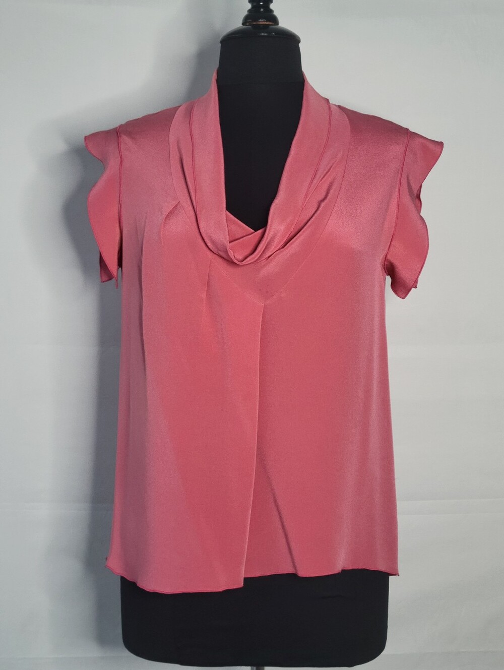 Derek Lam Silk Draped V-Neck Top In A Mid-Tone Pink